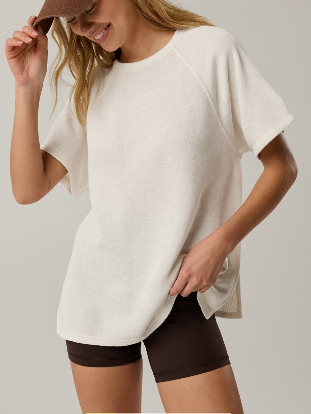 aerie Cream Short Sleeve Pullover Tee